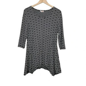 Tianello Black Steve Barraza Asbury Blouse 3/4 Sleeve Tunic Top Small